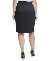 Calvin Klein Plus Size Button-Trim Pencil Skirt