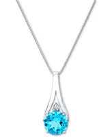 Blue Topaz (2-5/8 ct. t.w.) & Diamond (1/20 ct. t.w.) 18" Pendant Necklace in 14k White Gold