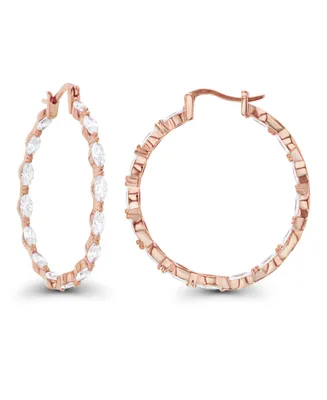 Macy's Cubic Zirconia 14k Rose Gold Marquise Cut Hoop Earrings (Also Over Silver or Silver)