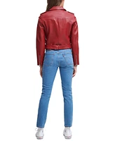 Levi's Women's Faux-Leather Belted Hem Moto Jacket