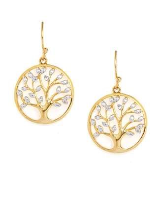 Diamond Accent Tree of Life Drop Earrings in Gold-Plate