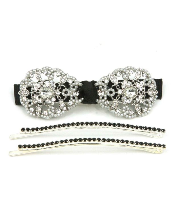 Soho Style Crystal Bow Barrette Crystal Statement Bobby Pin, Set of 2