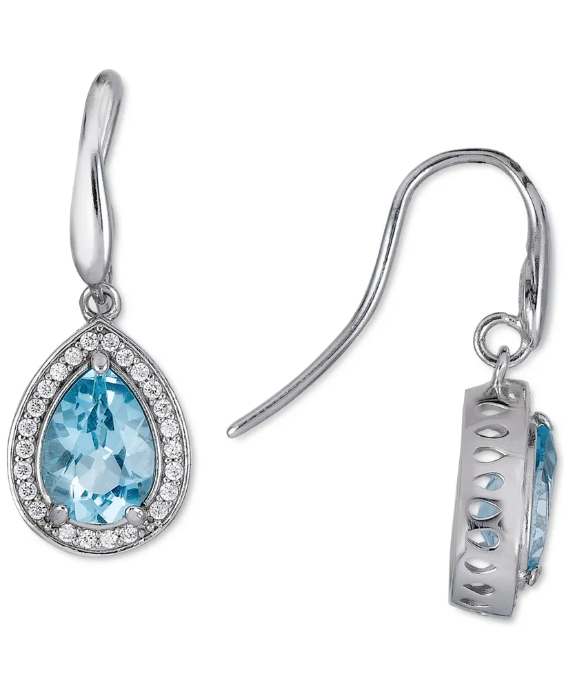 Macy's Sky Blue Topaz (4 ct. t.w.) & White Topaz (5/8 ct. t.w.) Drop  Earrings in Sterling Silver