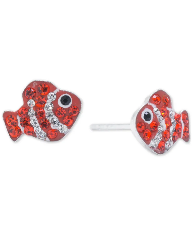 Giani Bernini Crystal Pave Fish Stud Earrings in Sterling Silver, Created for Macy's