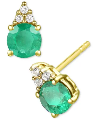 Sapphire (7/8 ct. t.w.) & Diamond Accent Stud Earrings 14k Yellow Gold (Also Emerald, Ruby, Morganite Tanzanite)