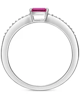 Sapphire (1/5 ct. t.w.) & Diamond (1/20 Ring Sterling Silver (Also Ruby)