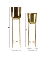 CosmoLiving by Cosmopolitan Set of 2 Gold Metal Glam Planter, 39", 46"