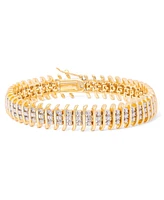 Diamond Accent Wide Link Chain Bracelet Gold-Plated or Silver-Plated Brass