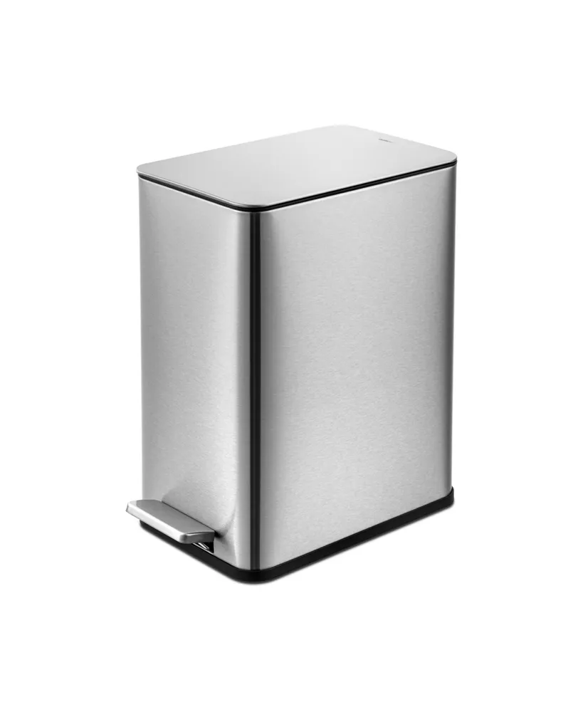 Qualiazero Two 1.3 Gallon Slim Step on Trash Can Set, 2 Pieces, Stainless Steel, Twin Pack - Silver