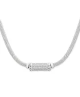 Cubic Zirconia Mesh Popcorn Statement Necklace in Sterling Silver, 18" + 2" extender