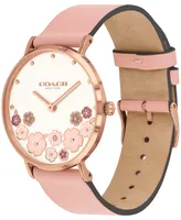 Coach Women's Perry Blush Leather Strap Tea Rose Watch 36mm