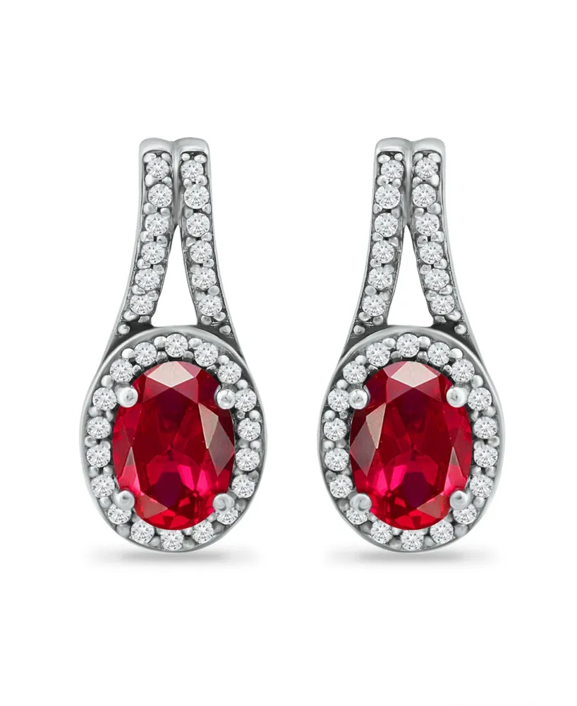 Giani Bernini Created Ruby and Cubic Zirconia Halo Earrings
