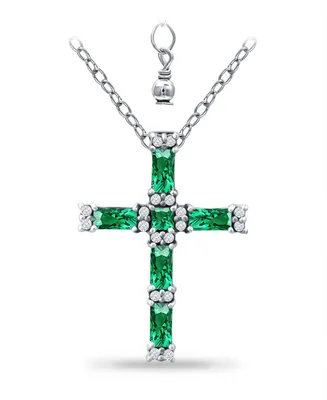 Giani Bernini Created Green Quartz and Cubic Zirconia Cross Pendant