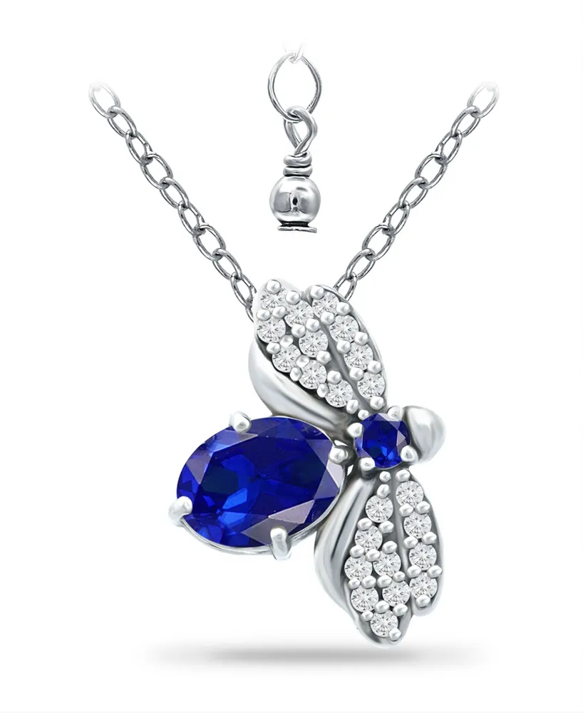 Giani Bernini Simulated Blue Sapphire and Cubic Zirconia Bee Pendant