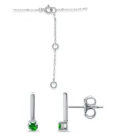 Giani Bernini Created Green Quartz Bar Pendant and Earring Set, 3 Piece