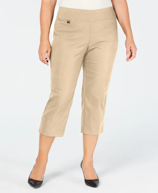 Alfani Women's Plus Size Slim Leg Tummy-Control Pants Pottery Clay Size 28W  