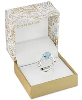 Charter Club Silver-Plate Pave & Round-Crystal Crisscross Ring, Created for Macy's