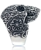 Andrew Charles by Andy Hilfiger Men's Ornamental Skull Ring Oxidized Stainless Steel