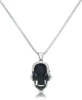 Andrew Charles by Andy Hilfiger Men's Cubic Zirconia Pirate Skull 24" Pendant Necklace in Stainless Steel