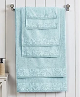 Superior Wisteria Floral Embroidered Jacquard Border Cotton 6 Piece Bath Towel Set