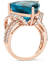 Le Vian Deep Sea Blue Topaz (9 ct. t.w.) & Nude Diamonds (1-3/4 Ring 14k Rose Gold