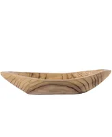 Wood Carved Boat Shaped Bowl Basket Rustic Display Tray