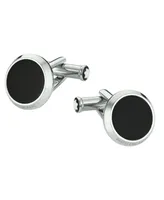 Montblanc Meisterstuck Men's Steel and Black Onyx Cufflinks 112896