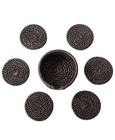 Artifacts Rattan Round Coasters - 7 Piece Set