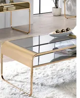 Furniture of America Kiruna Glass Top Coffee Table - Gold