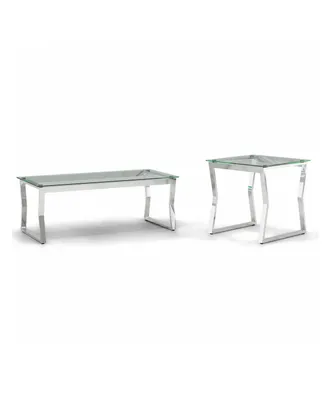 Furniture of America Meiland Glass Top Coffee Table Set, 2 Piece