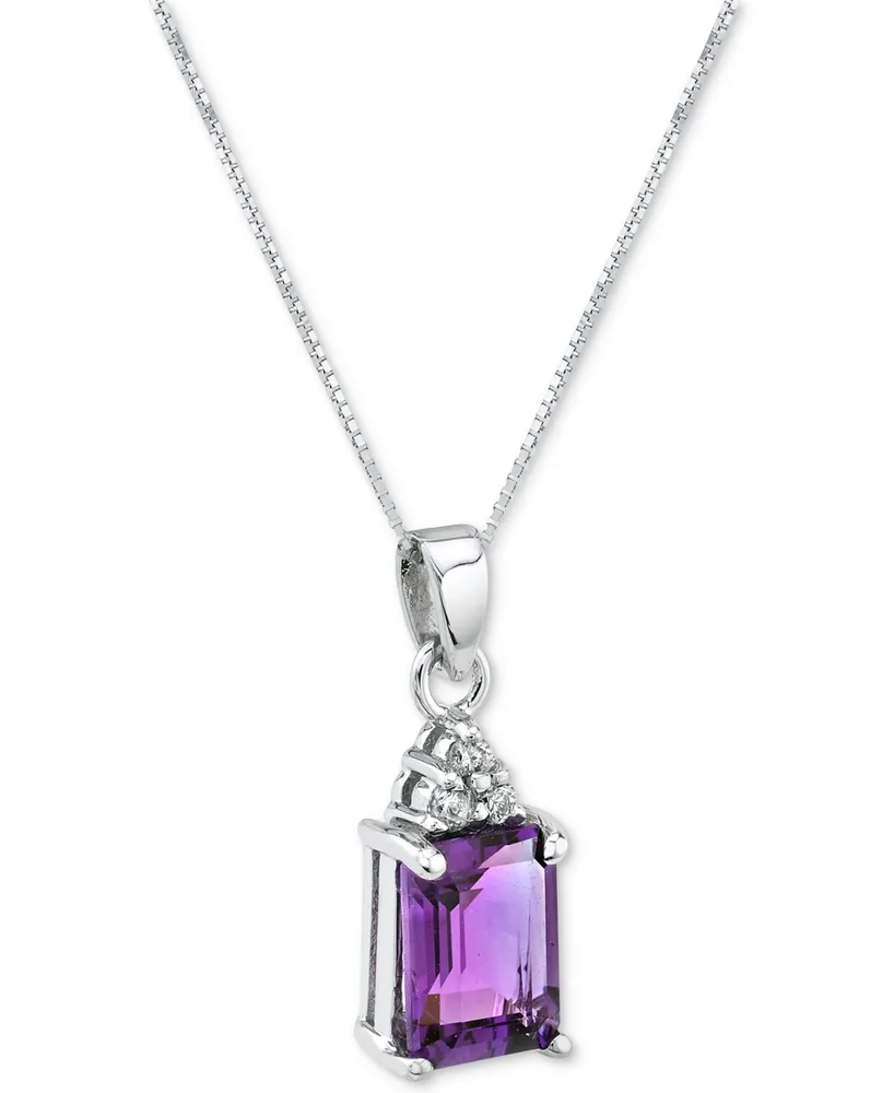 Amethyst (1-5/8 ct. t.w.) & Diamond (1/20 ct. t.w.) 18" Pendant Necklace in 14k White Gold