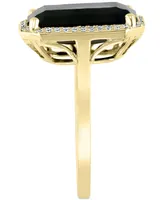 Effy Diamond (1/6 ct. t.w.) & Onyx (14 x 10mm) Statement Ring In 14k Gold