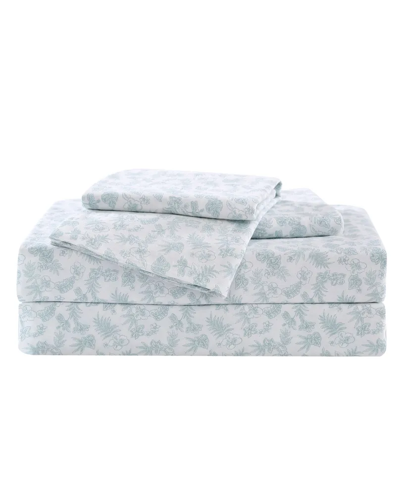 Tommy Bahama Hibiscus Bloom Washed Cotton King Sheet Set