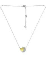 Giani Bernini Cubic Zirconia Crescent Moon & Heart 16" Pendant Necklace Sterling Silver 18k Gold