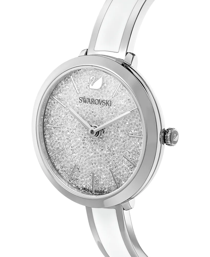 Swarovski Women's Swiss Crystalline Delight Stainless Steel & White Bangle Bracelet Watch 32mm