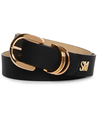 Steve Madden Women's Multi D-Ring Keeper Belt with Gold Hardware