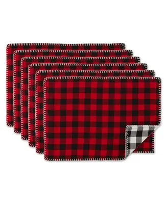 Design Import Christmas Buffalo Check with Embroidery Placemat, Set of 6