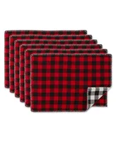 Design Import Christmas Buffalo Check with Embroidery Placemat, Set of 6