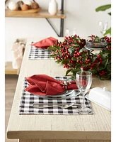 Design Import Christmas Buffalo Check with Embroidery Placemat, Set of 6