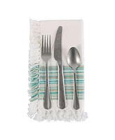 Design Import Fringed Stripe Table Toppers, 20" x 20", Set of 6