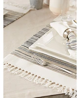 Design Imports Fringed Stripe Table Toppers, 13" x 20", Set of 6