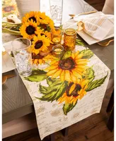 Design Imports Rustic Sunflowers Printed Table Runner, 14" x 108"