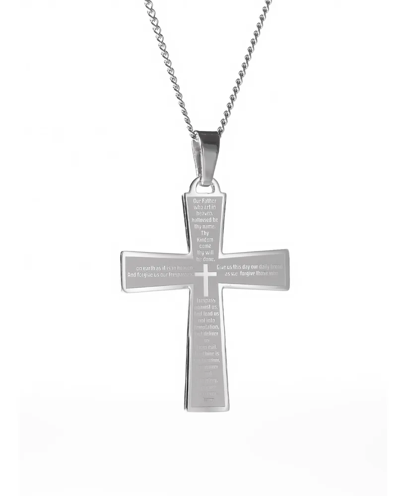 Men's Lords Prayer Cross Pendant Necklace