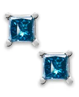 10k White Gold Blue Diamond Stud Earrings (1/6 ct. t.w.)