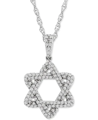 Wrapped Diamond Star of David Pendant Necklace (1/3 ct. t.w.) 14k Gold or White Gold, Created for Macy's