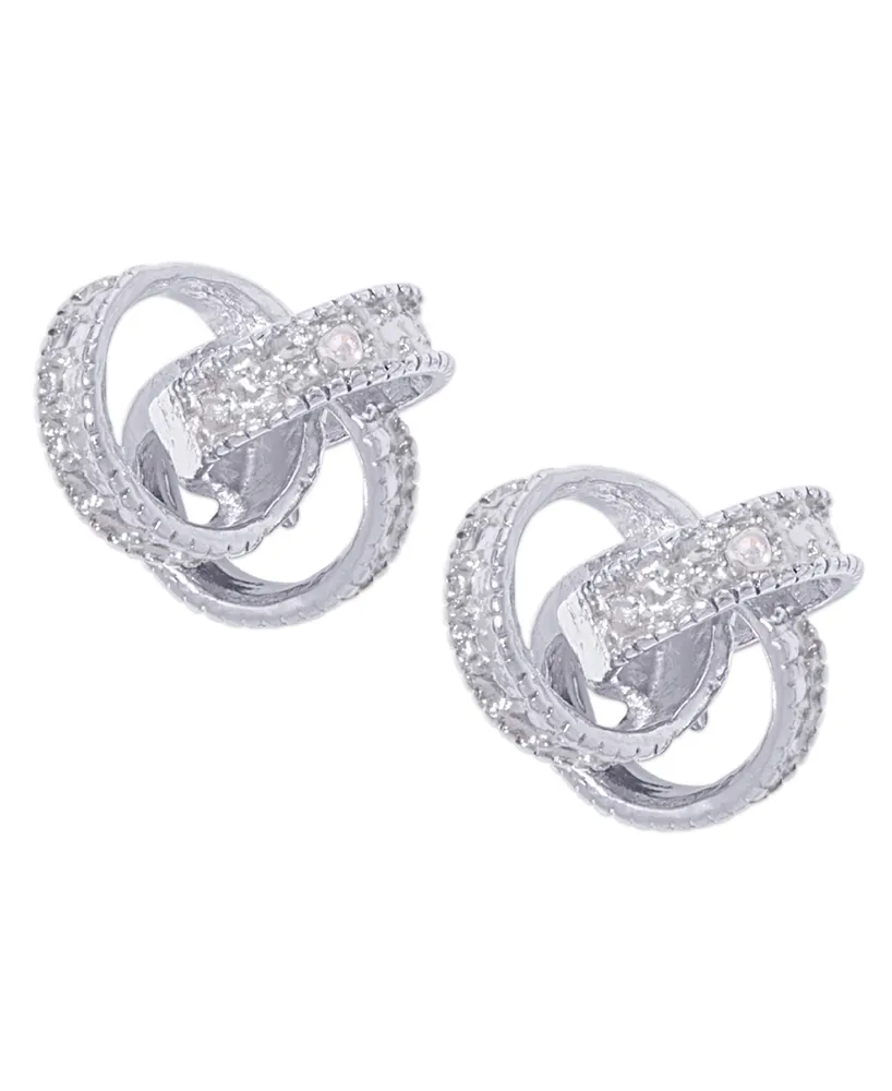 Diamond Accent Love Knot Stud Earrings in Silver or 14k Gold Plate