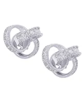 Diamond Accent Love Knot Stud Earrings in Silver or 14k Gold Plate