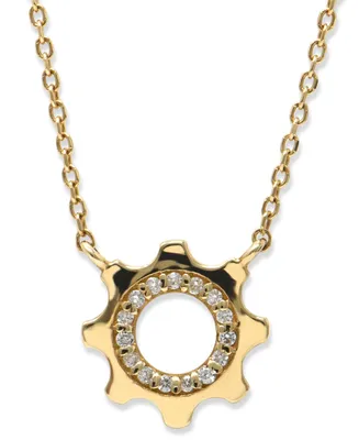 Jac+Jo by Anzie Diamond Cog Pendant Necklace (1/10 ct. t.w.) in 14k Gold, 16" + 1" extender