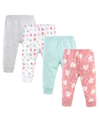 Luvable Friends Baby Girls Baby Cotton Pants 4pk Basic Elephant