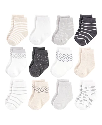 Touched by Nature Baby Boys Unisex Organic Cotton Socks, Modern Neutral, 0-6 Months